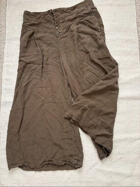 Anthropologie Linen Wide leg cropped pants